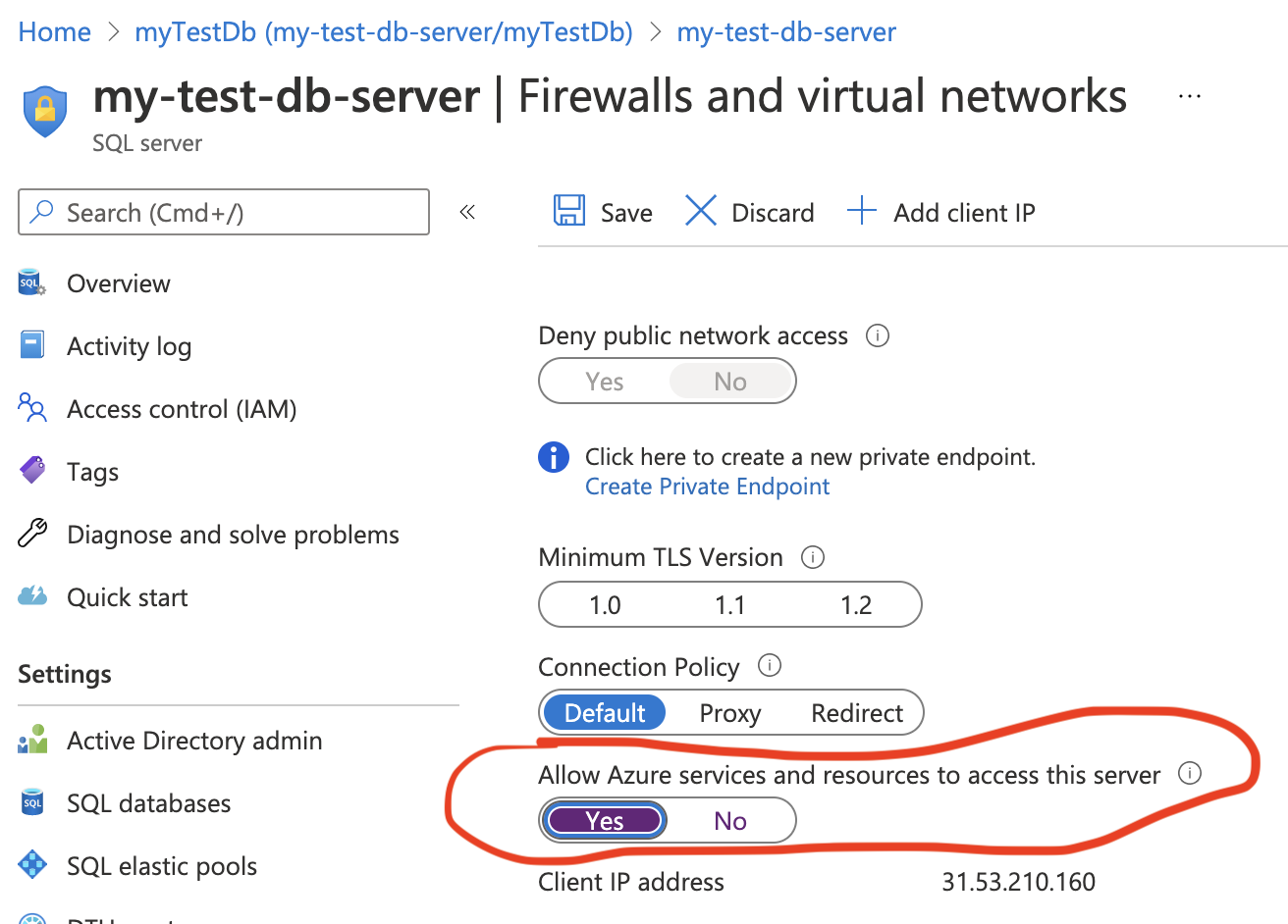 Azure Db Server Firewall