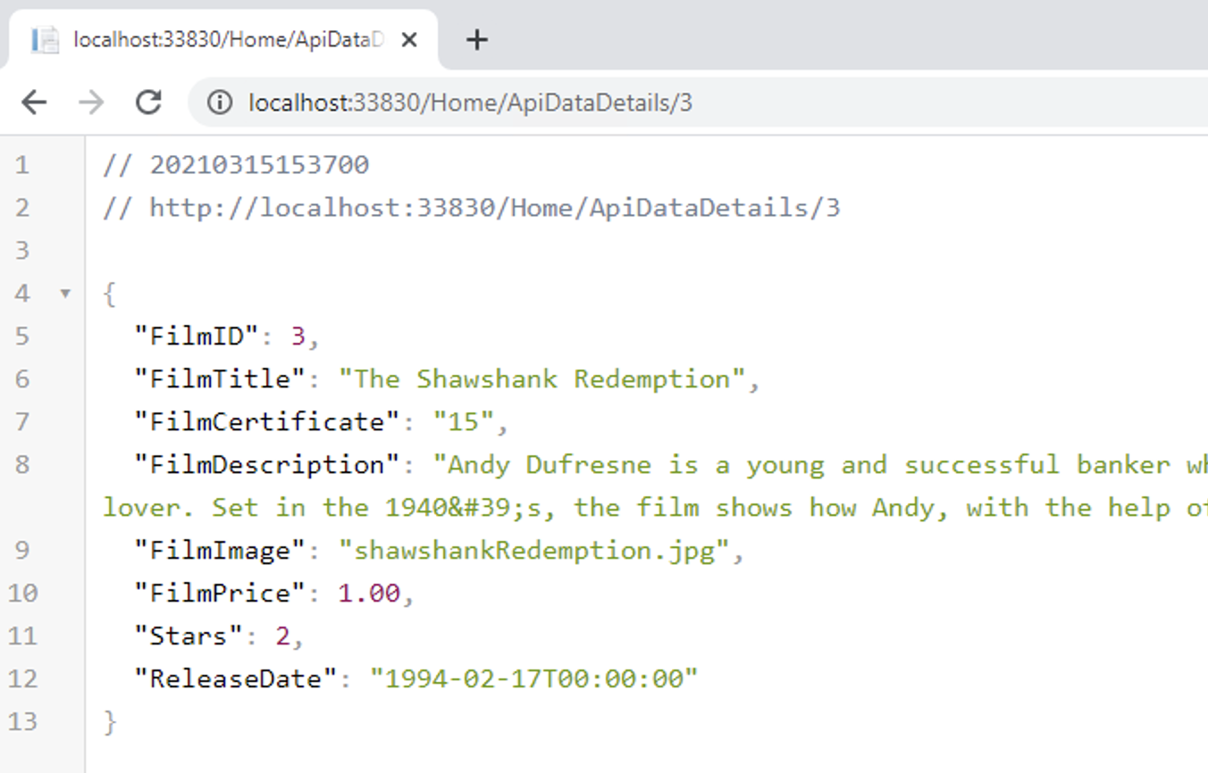 Film Details API in the Browser