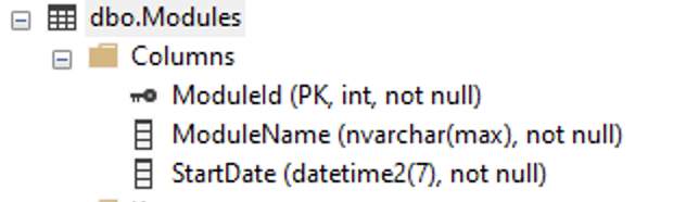 Module Table in the Database