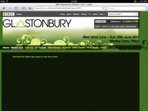 BBC Glastonbury Coverage via iPad